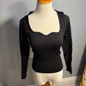 Elegant Black Ribbed Women's Top